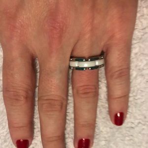 White and silver ring.  Size 7